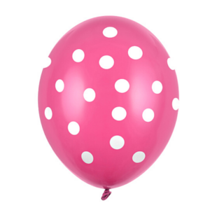 Pinkki-valkoiset ilmapallot, 6 kpl - polka dot