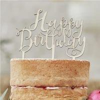 Happy Birthday puinen kakkukoriste