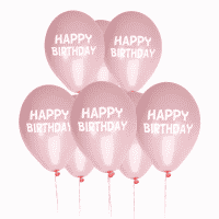 Vaaleanpunaiset ilmapallot - Happy Birthday, 8 kpl