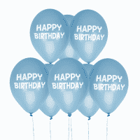 Vaaleansiniset ilmapallot - Happy Birthday, 8 kpl