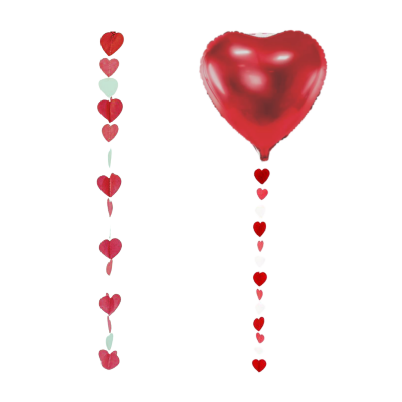 ilmapallohäntä 1,2 m - punaiset sydämet