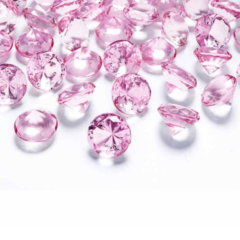 Vaaleanpunaiset timanttikonfetit Ø 2 cm - vaaleanpunainen