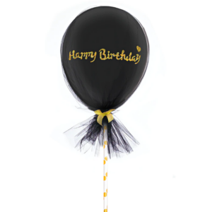 Happy Birthday tylli-ilmapallo - musta