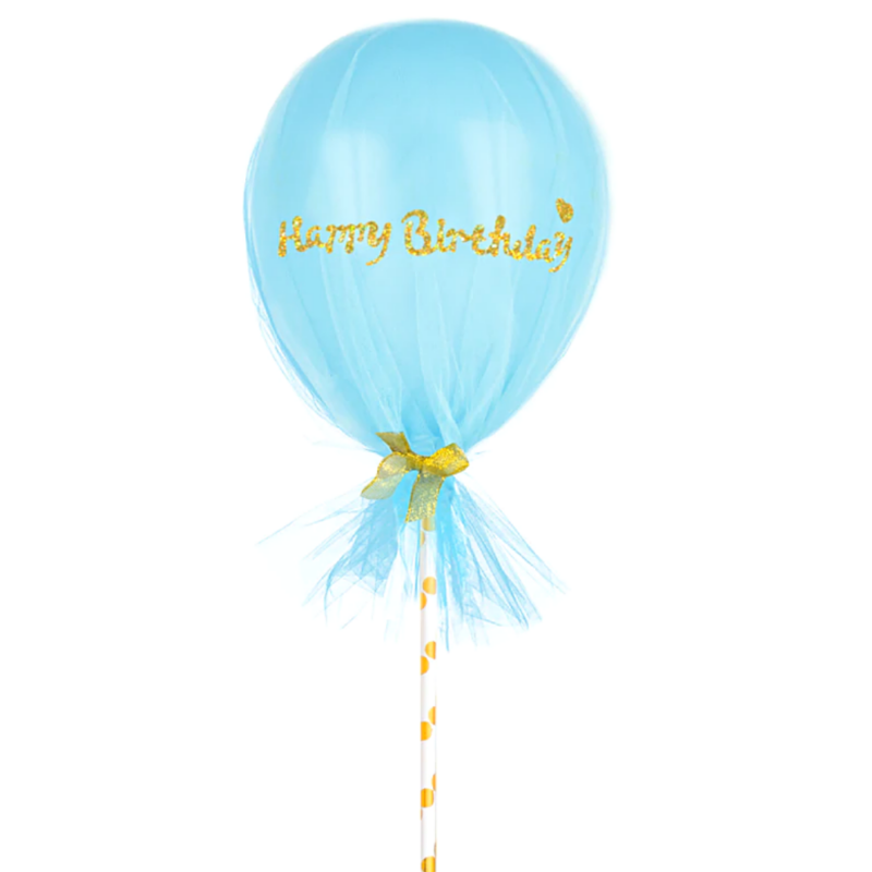 Happy Birthday tylli-ilmapallo - vaaleansininen