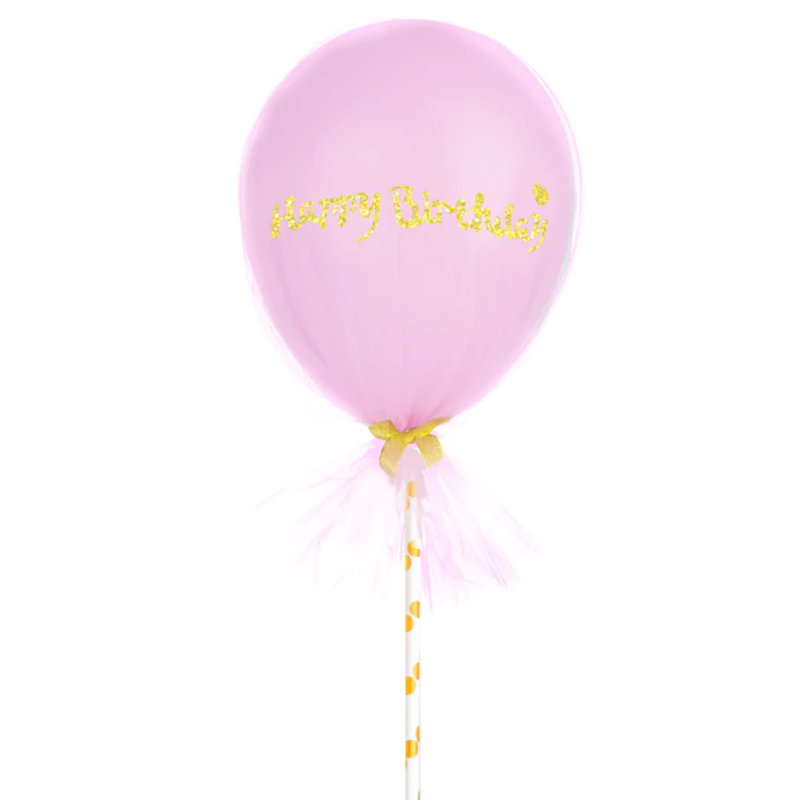 Happy Birthhday tylli-ilmapallo - vaaleanpunainen