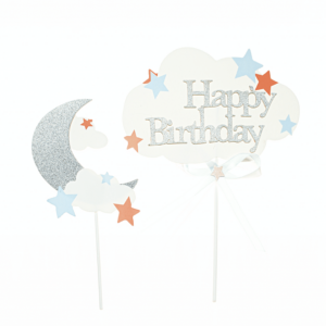 Happy Birthday kakkukoristeet - pilvi ja kuu