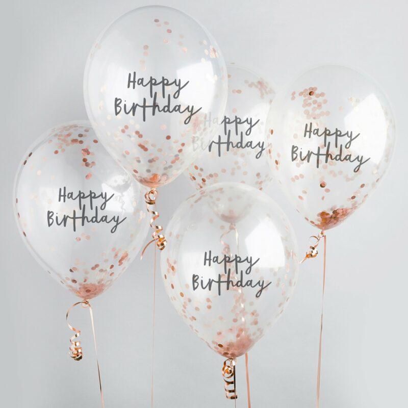 Happy Birthday konfetti-ilmapallot 5 kpl