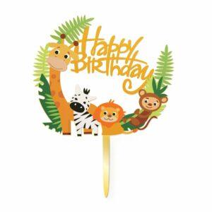 Kakkukoriste Happy Birthday, viidakon eläimet