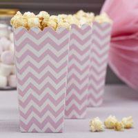 Pinkit chevron popcorn-boxit, 8 kpl