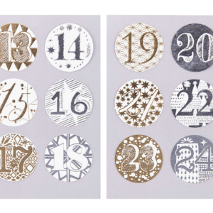 Numerotarrat 1 - 24 joulukalenteriin - hopea-kulta 2