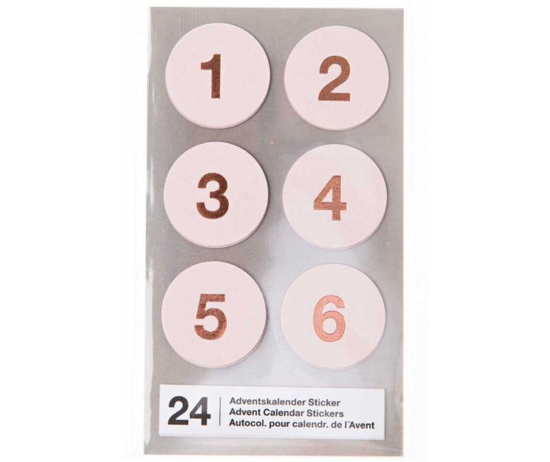 Numerotarrat 1 - 24 joulukalenteriin - vaaleanpunainen