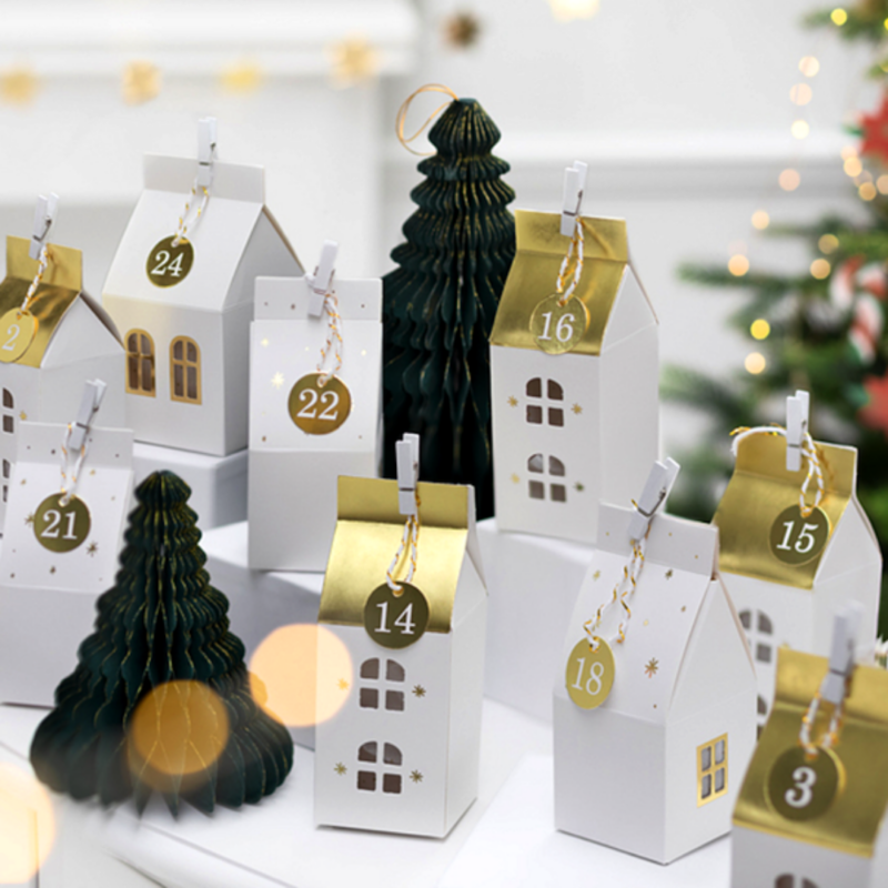 DIY joulukalenteri valkoiset talot